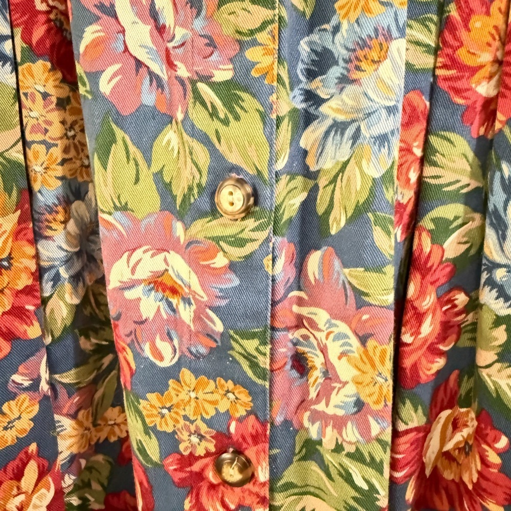 VTG Susan Bristol Floral Midi Button Front Skirt Pockets 100% Cotton Cottagecore - Picture 3 of 5